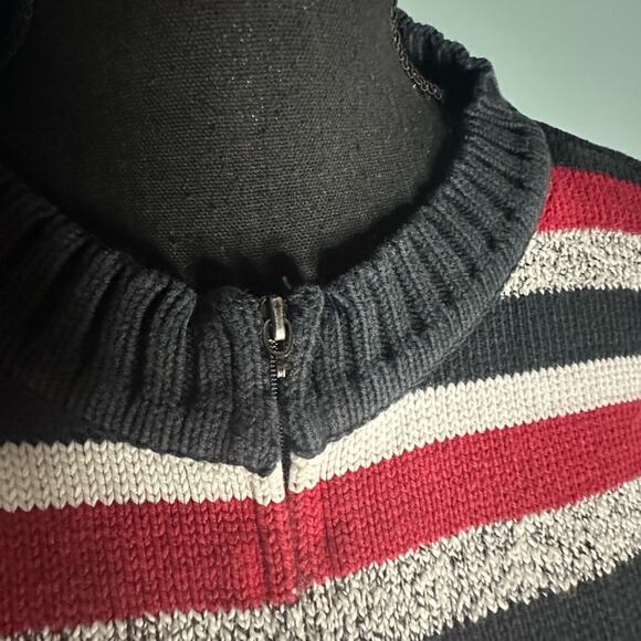 Liz Claiborne LizSport Black Red Striped Cardigan – Classic Retro Style - Picture 8 of 8